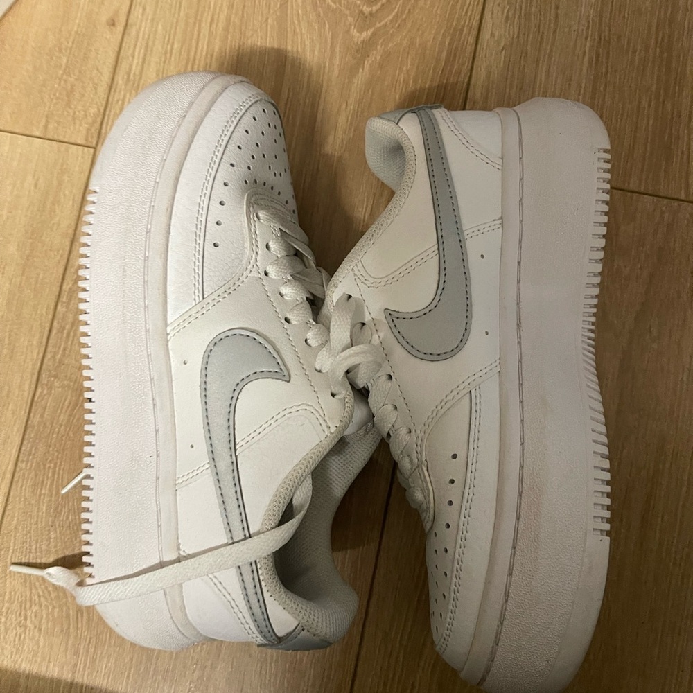 White and Gray Nike sneakers